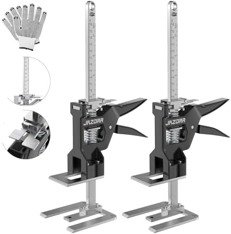2Pcs Multi-Function Furniture Lifter Jack, 440LB Load Capacity with Slow/Fast Descent Control, Labor Saving Arm Tool for Lifting Door Panels, Wall Tile Locator, Cabinet Board