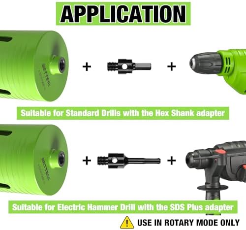 4 1/4 Inch Dry Core Drill Bit with Pilot Bit and 2 Pcs Adapters