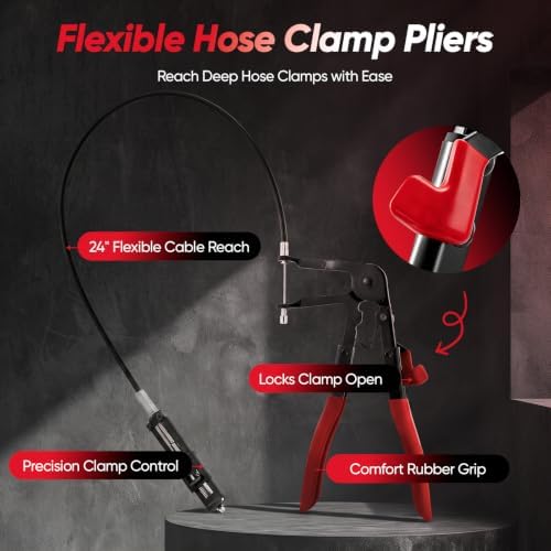 Sakerplus Hose Clamp Pliers Set, Long Reach Automotive Clamp Removal Kit