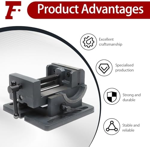 findmall 4 Inch Angle Drill Press Vise 0-90 Degree Tilting Angle Vise Iron Cradle Style Angle Vise Fit for Drilling Machine