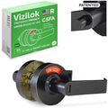 VIZILOK ADA Compliant, Single Egress Indicator Privacy Lock C5FA-R Durable ANSI Grade 2 Comp Commercial Right Handed Non Reversible in-Use or Vacant Push Button Lever - Oil Rubbed Bronze