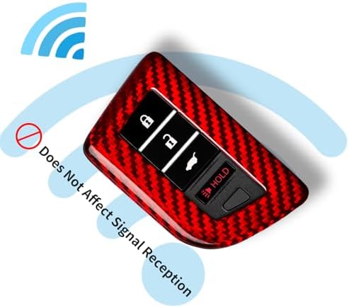 T-carbon Key Fob Cover with Keychain Fits Acura MDX 2023 4Buttons Smart Remote Keyless Accessories,Glass Fiber Key Case Protector Fits Acura Integra RDX RLX NSX ILX TLX TLX-L CDX 2022-2025 Red