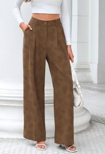 FUNYYZO Wide Leg Dress Pants for Women Work Slacks Business Casual Outfits