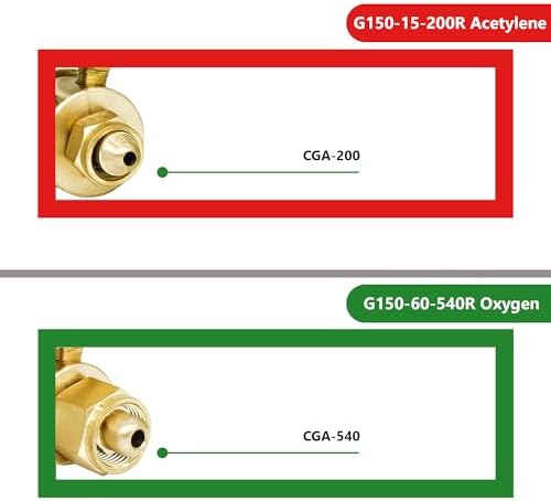 Regulator Set for Victor G150 Welding & Cutting Torches – Oxygen CGA-540 (0781-4241) & Acetylene CGA-200 (0781-4240) – A Size Hose Connections (3/8"-24)