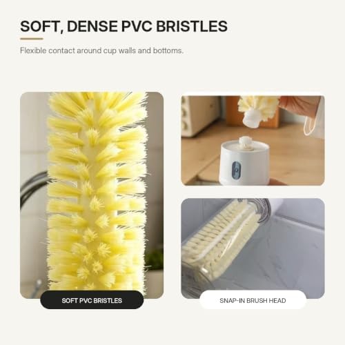 Electric Rotary Cup Brush with Long & Short 2 Brush Heads,Can Wall Mount，1