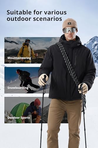 CAMELSPORTS Mens Winter Jacket Waterproof Warm Snow Ski Jackets Faux Fur Fleece Rain Coats with Removable Hood