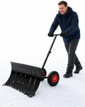 Snow Shovel with Wheels, for Efficient Snow Removal (Single Bar - Black)