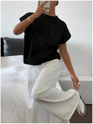SOLY HUX Women's Short Sleeve Business Casual Sweater