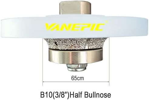 3/8 inch B10 Diamond Demi bullnose Half Bullnose Profile Wheel Diamond Hand Profiler Router Bit with 5/8-11 Thread for Granite Marble Concrete Tile and Countertop Edge Shaping