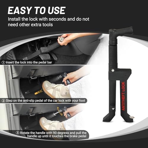 Kernel Brake Pedal Lock, Anti Theft Car Device, Patented Automotive Anti-Theft System, Clutch Pedal Deadbolt Lock for Cars, SUV's, Van Security with 3 Keys