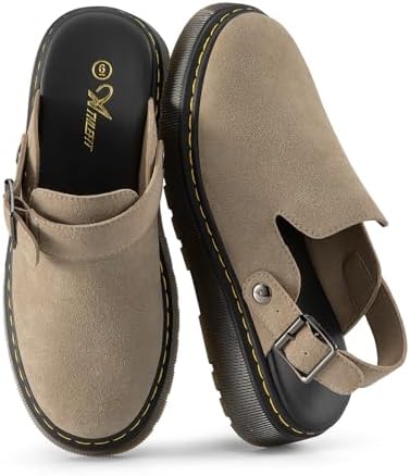 Athlefit Women's Slip On Suede Clogs with Back Strap