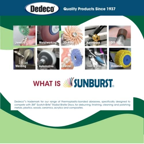 Dedeco Sunburst Radial Bristle Discs 48-Pack - 5/8" Curved - Light Green 14000 Grit (Ultra-Fine, 1 Micron) - Aluminum Oxide for Polishing & Finishing
