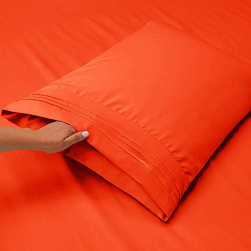 Hearth & Harbor Queen Size Sheets - 4 Piece Bed Sheet Set, Hotel Luxury Double Brushed Bed Sheets - Extra Soft Bedding Sheets & Pillowcases, Queen, Orange Rust