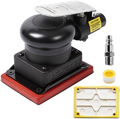 Non-Vacuum Orbital Air Sander, Mini Jitterbug Sander 3 in x 4 in 1/8 in Orbit 12,000 Max OPM with 1 Extra Hook-Loop Pad (3 x 4 in)