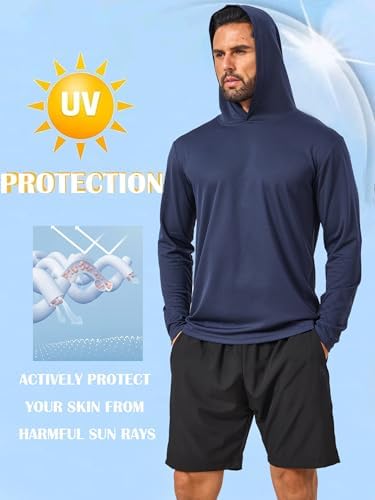 Men’s 5 Pack Sun Protection Long Sleeve Hoodie Rash Guard SPF Lightweight Quick Dry UV Shirts Outdoor Fishing Active Wear