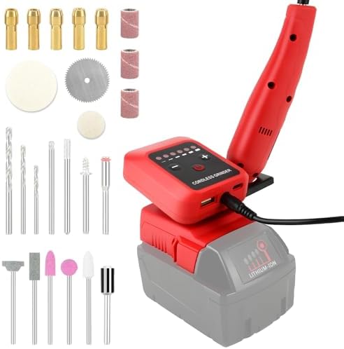 Cordless Rotary Tool Kit 6 Variable Speeds Grinder Tool Compatible with Milwaukee 18V Battery (NO Battery) with 24 Accessories for Drilling, Grinding, Polishing, Engraving and DIY