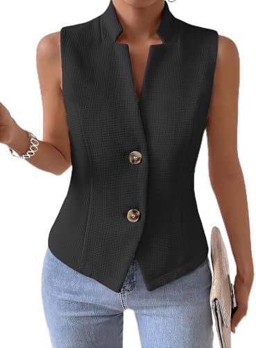 Mina Self Women's Sleeveless Sweater Vest,Knit Stretchy Dressy Casual Top