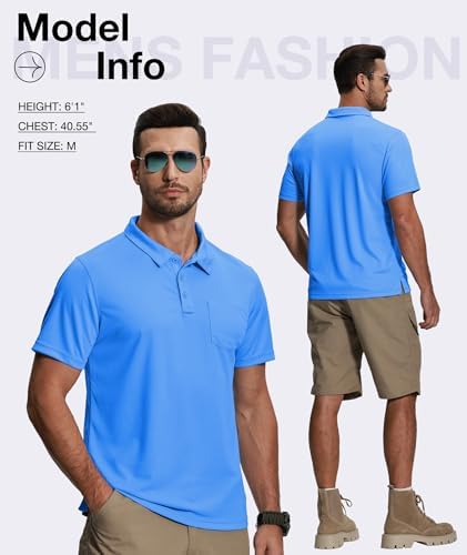 ZITY 5 Pack Polo Shirts for Men with Pocket Dry Quickly Short Sleeve Athletic Outdoor Work Collared Shirts