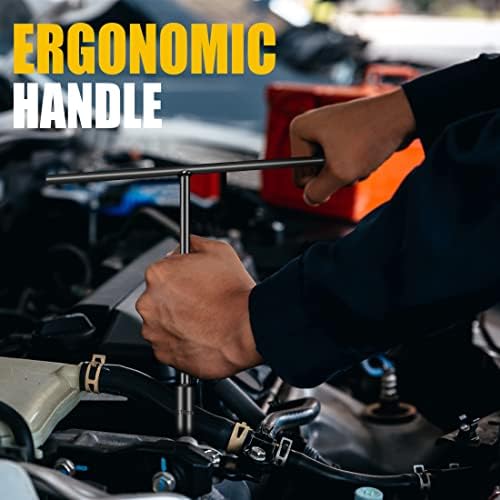 T-Handle Socket Wrench Set, 7PCS Metric Handle Wrenches - 6, 8, 10, 11, 12, 13, 14mm, 6-Point Hex Socket Lug Wrench for Motorcycle Car Bicycle Repair, Chrome Vanadium Steel