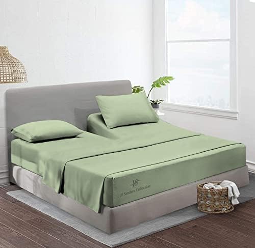 JS Sanders Collection Split Head Sheet Set Cal. King Size,Moss