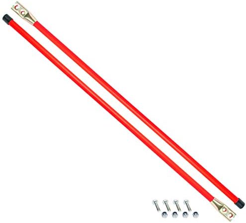 Buyers Products 1308105 Fluorescent Nylon Orange Bumper Guide Kit, 3/4" Diameter Sight Rods, 28″ Pair, Bolt-On, High-Visibility Plow & Bumper Markers for Pickup Trucks, Road Safety & Snow Plow Guides