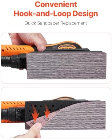 VEVOR 3/8 Sheet 3A EC Brushless Sander, Max. 10000RPM Variable Speed Sheet Finishing Sander with 10PCS Sandpapers and Vacuum Cleaner Adapter for Woodworking