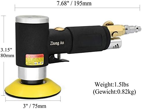 2 3-inch Mini Orbital Sander da sander Air Dual Action Sander Air Polisher Super Smooth and Swirl Freely for Auto Body Work (BLACK)