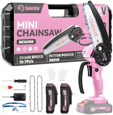 Saker Mini Chainsaw|6 Inch Chainsaws[2026 Upgraded]|Mini Cordless Electric Chain Saw|Small Handheld Portable Chain Saws Battery Powered Chain Saw for Tree Trimmer and Garden