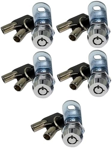 5/8" Tubular Cam Locks (90° Chrome, 5-Pack) RV Toolbox Cabinet Replacement