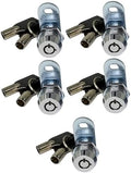 5/8" Tubular Cam Locks (90° Chrome, 5-Pack) RV Toolbox Cabinet Replacement