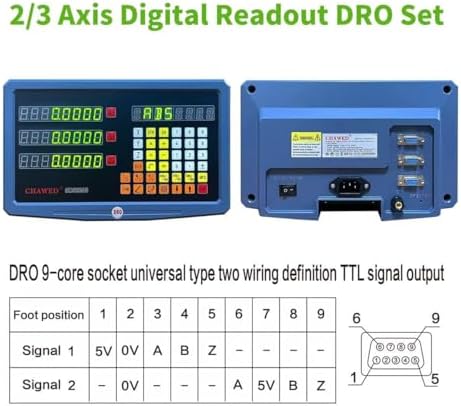 DRO Digital Readout 2 Axis 3 Axis Screen DRO Readout Display Linear Scale for Bridgeport/Knee Mill Milling Machine Lathe Machine Tools (SDS-3MS)