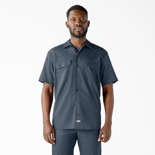 Dickies Men’s Short Sleeve Work Shirt – Durable Twill Button Down Shirts for Men, Lightweight Uniform for Daily Wear
