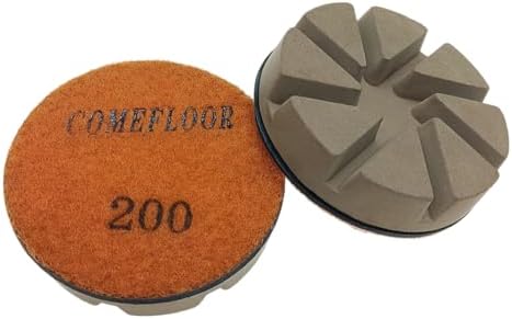 Hybrid Diamond Ceramic Polishing Pucks, Aggressive Concrete Terrazzo Floor Hook n Loop Grinding Pads, 3 Inch Long Using Life Transitional Discs,200# 9PCS