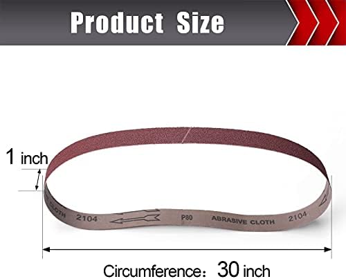 BOSHCRAFT 12 Pcs 1"x30" Sanding Belts, 60/80/120/180/240/400 Grit (2 Pcs Each) Aluminum Oxide for Knife Sharpening & Metal Polishing