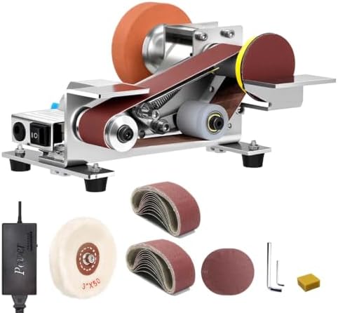 Mini Belt Sander Electric Knife Sharpener Features 15-Degree Bevel And 90-Degree Platform Grinds Wood, Metal, Or Polishes Leather Goods And Wood Surfaces Wide Design Ensures Stability And Low Noise