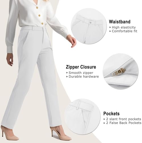 iChosy Women's Stretch Straight Leg Dress Work Pants Business Casual Slacks