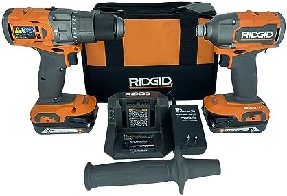 RIDGID 18V Brushless Drill/Driver and 3-Speed Impact Driver Kit with (2) 2.0 Ah Batteries and Charger(R92091SB3)