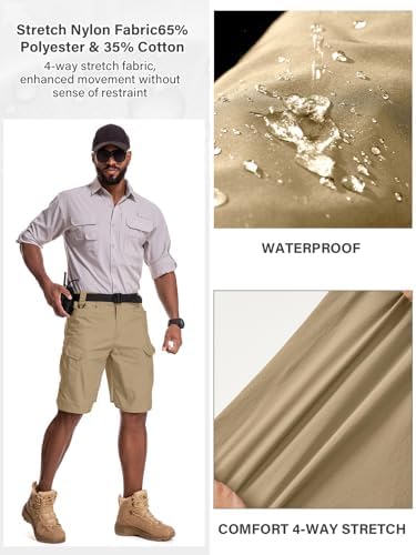 Mens Work Shorts Cargo Tactical Outdoor Wear Resistant Hiking Tool Shorts