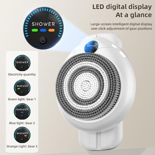 Electric Bathing Brush with Spin Head,Smart Wall Mounted Exfoliating Brush, Shower Back Scrubber 360 Rotation, 3-Speed Adjustment, for Cleansing & Massage