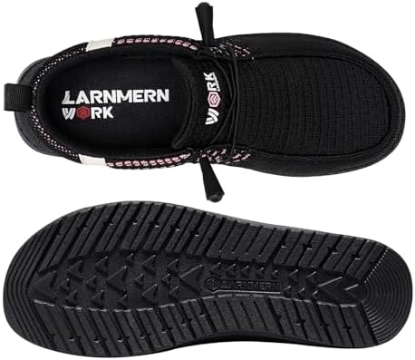 LARNMERN Steel Toe Loafers Women Slip On Work Safety Shoes Walking Sneakers