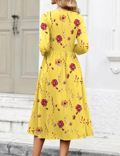 Zeagoo 3/4 Sleeve Women's Dress Casual Aline Summer Fall Midi Long Dresses