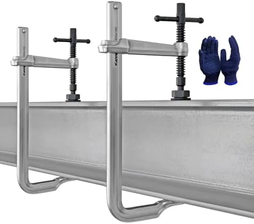2-Pack Heavy Duty 12" Inch F-Style Welding Clamps w/Replaceable Pad, 5-1/2-Inch(140mm) Deep Throat, Bar Size 1-1/5" * 3/5" Drop Forged Steel Bar Clamps, 2900LB Clamping Force