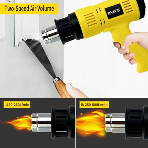 Heat Gun 2000W with LCD Digital Display, 140°F-1202°F Variable Temperature with 2 Speeds, Heavy Duty Hot Air Gun Kit with 4 Nozzles for Crafts, Shrinking PVC, Stripping Paint