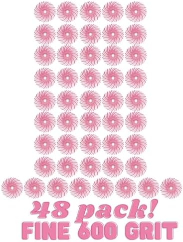 Dedeco Sunburst Radial Bristle Discs 48-Pack - 9/16" Curved - Pink 600 Grit (Fine, Pumice) - Aluminum Oxide for Polishing & Finishing