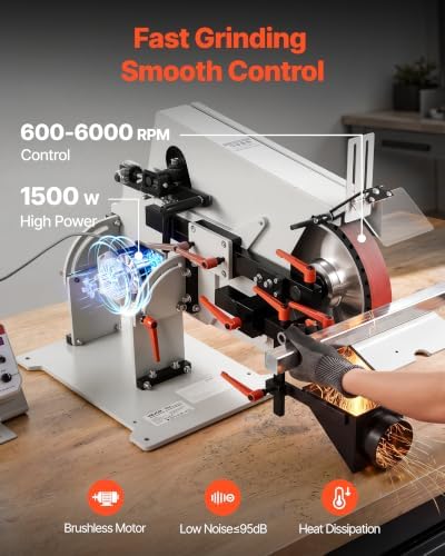 VEVOR Belt Grinder Sander with VFD & Protective Shield, 72-82 x 2-Inch Variable Speed Belt Polisher, 1500W Knife Making Machine with 3 Grinding Modes & 3PCS Sanding Belts for Metalworking