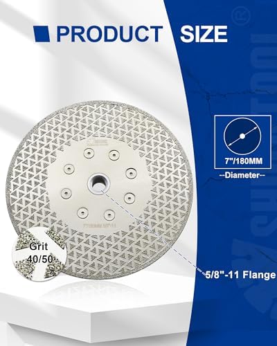 SHDIATOOL 7 Inch Diamond Grinding Disc Cutting Wheel 5/8-11 Arbor for Stone