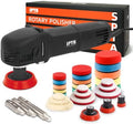 SPTA Mini Polishing Machine Buffer Rotary Polisher Auto Detailing Superpolish with 27Pcs Detail Polishing Pad Mix Size Kit Buffing Pad and 75mm ,100mm,140mm M14 Thread Extension shaft