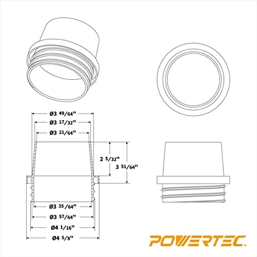 POWERTEC 4"x10' Flexible PVC Dust Collection Hose with Screw End Quick Coupler & 5pcs Stainless Steel Key Hose Clamps for Table Saw, Band Saw, Planer, Jointer & WoodShop Dust Collection System (70329)