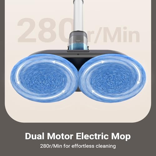 iDOO Cordless Electric Mop, Rechargeable Spin Mop with Water Spray & LED Headlight, Quiet Self Propelled Floor Cleaner, Lightweight Floor Scrubber for All Floors