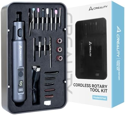 Creality Cordless Rotary Tool Kit with 24PCS Accessories,Multi-functional, 6 Variable Speeds,Long Battery Life and Cordless handheld 3.7V for D Printing Models Grinding Polishing Drilling Cutting